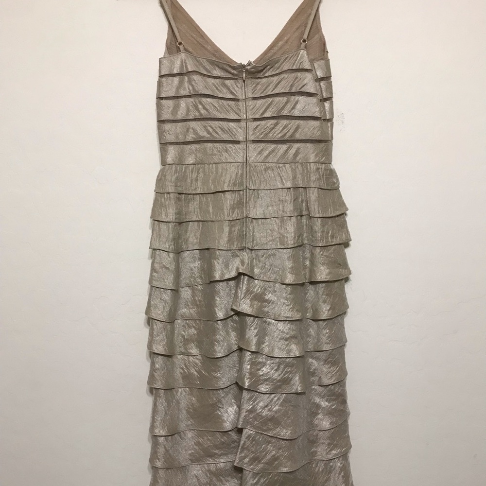 Adrianna Papell Ruched Layer Dress Champagne Gold - Picture 7 of 8